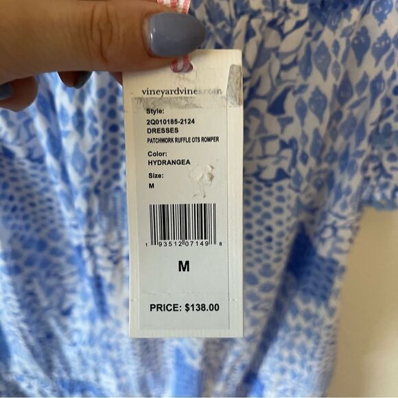 Vineyard vines Painted Patchwork Ruffle Off The Shoulder Romper - Picture 13 of 14